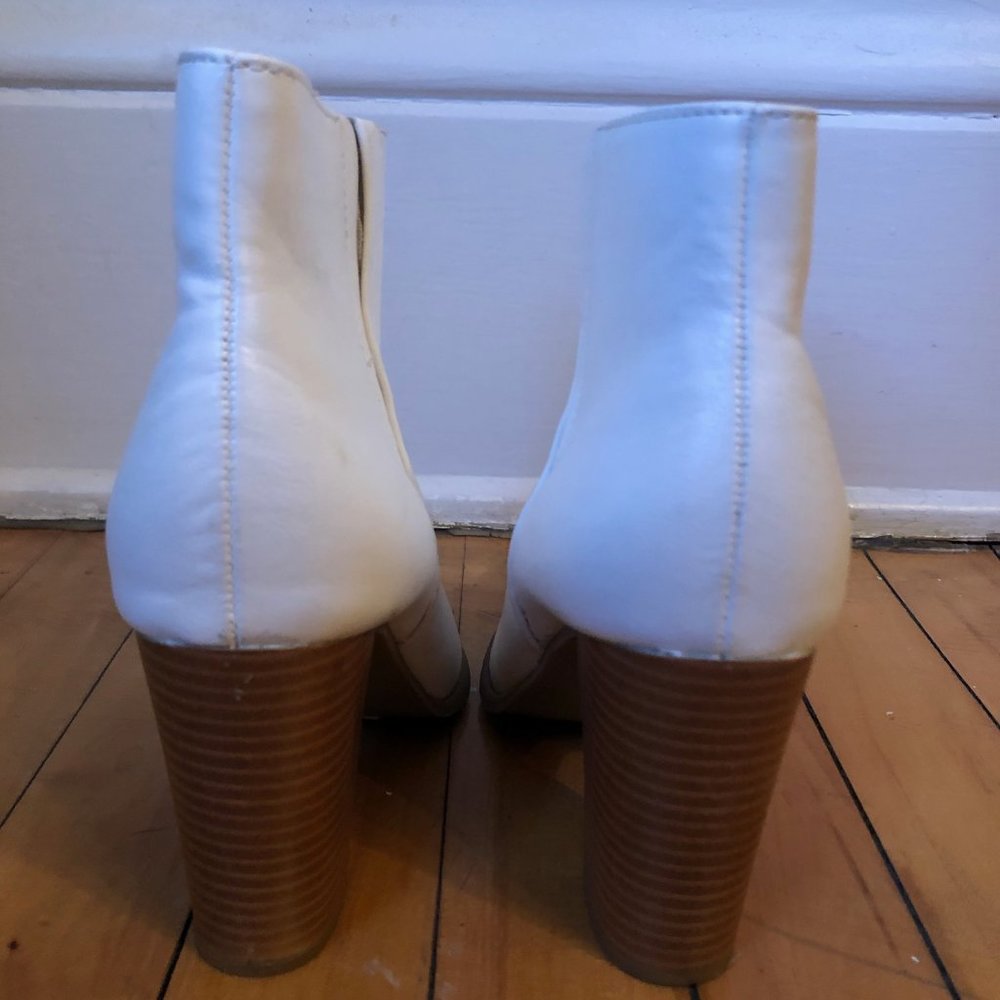 White Pointed Toe Heel Booties - image 4